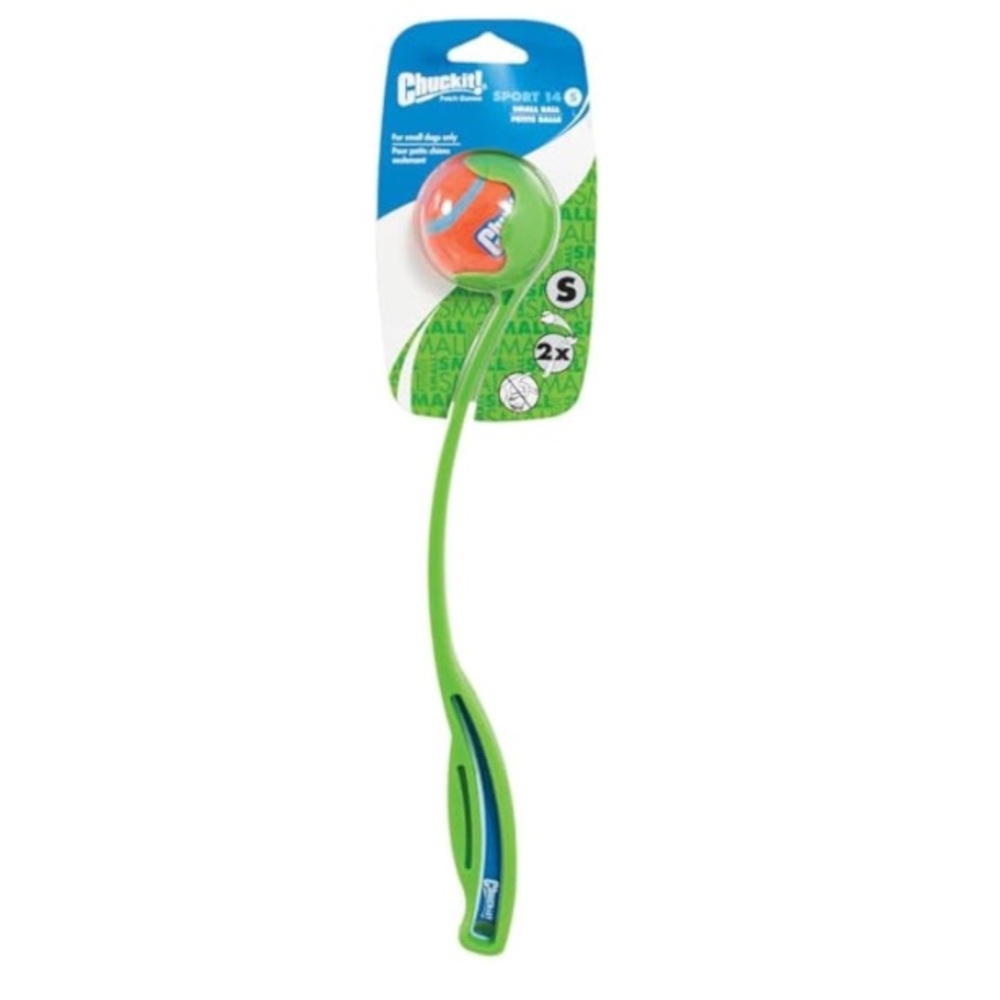 CHUCKIT Mini Ball Launcher Neon Green Bright Orange Bell 14 Inches